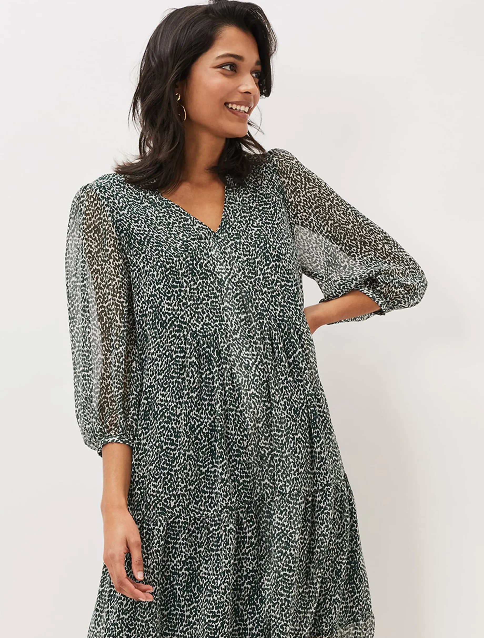 Penele Ditsy Print Chiffon Midi Dress