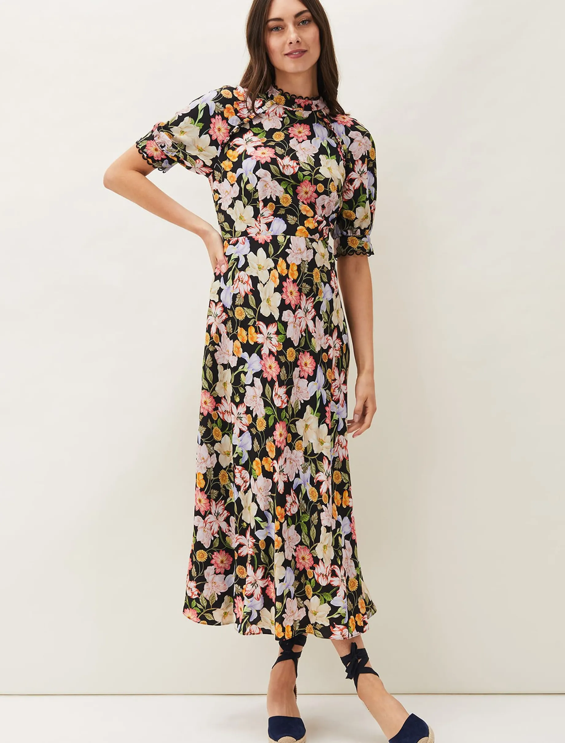 Penelope Floral Puff Sleeve Midi Dress