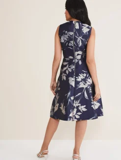 Petite Cassy Jaquard Floral Midi Dress