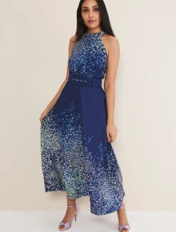 Petite Clea Print Midi Dress