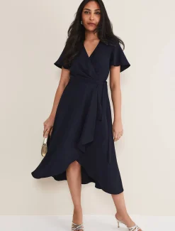 Petite Julissa Ruffle Wrap Midi Dress