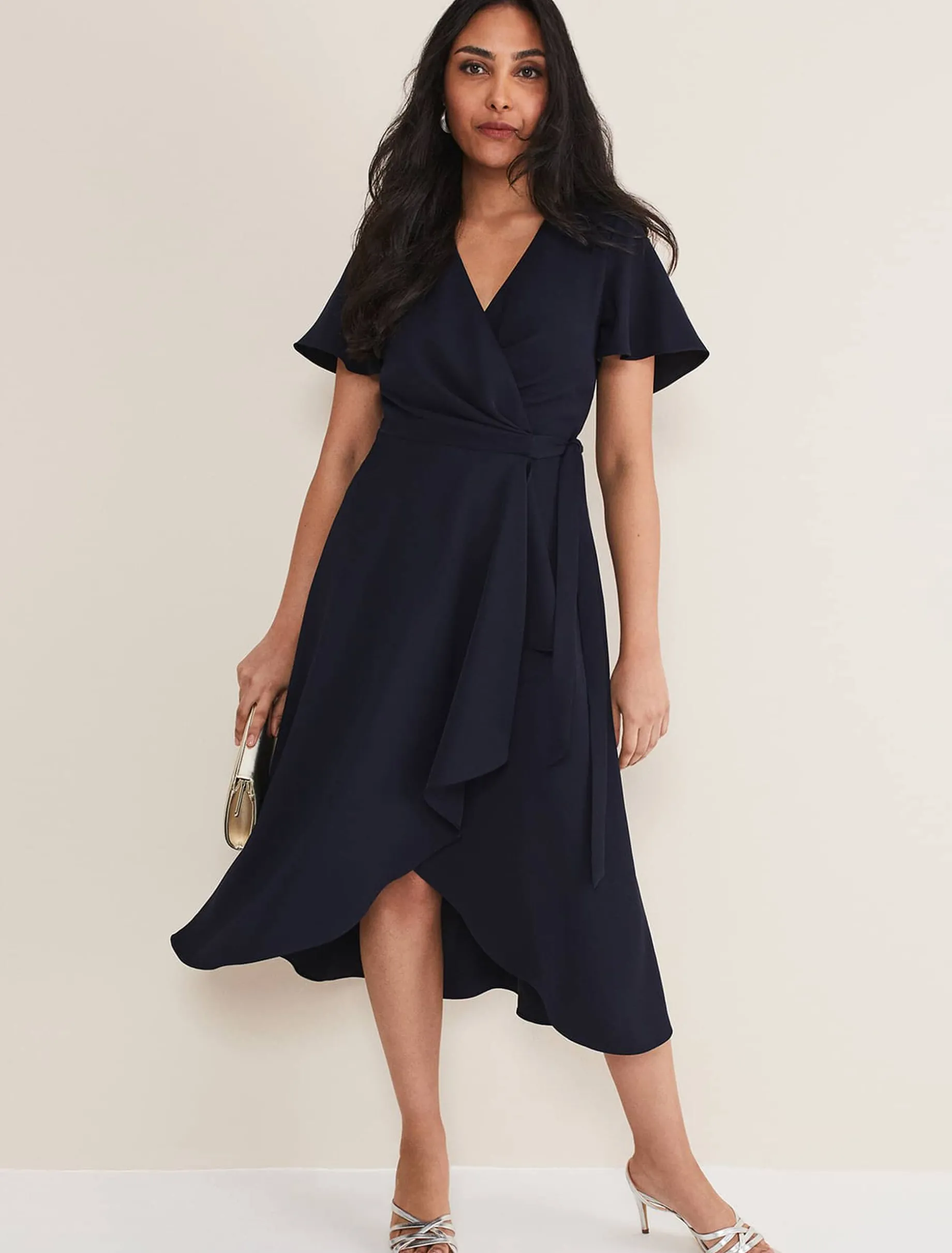 Petite Julissa Ruffle Wrap Midi Dress