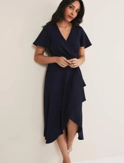 Petite Julissa Ruffle Wrap Midi Dress