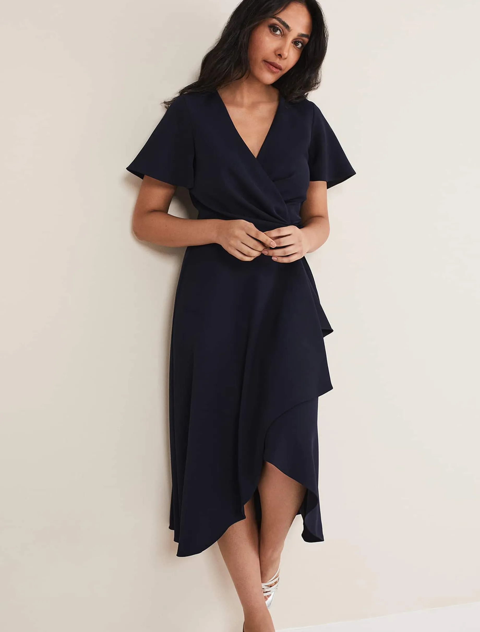 Petite Julissa Ruffle Wrap Midi Dress