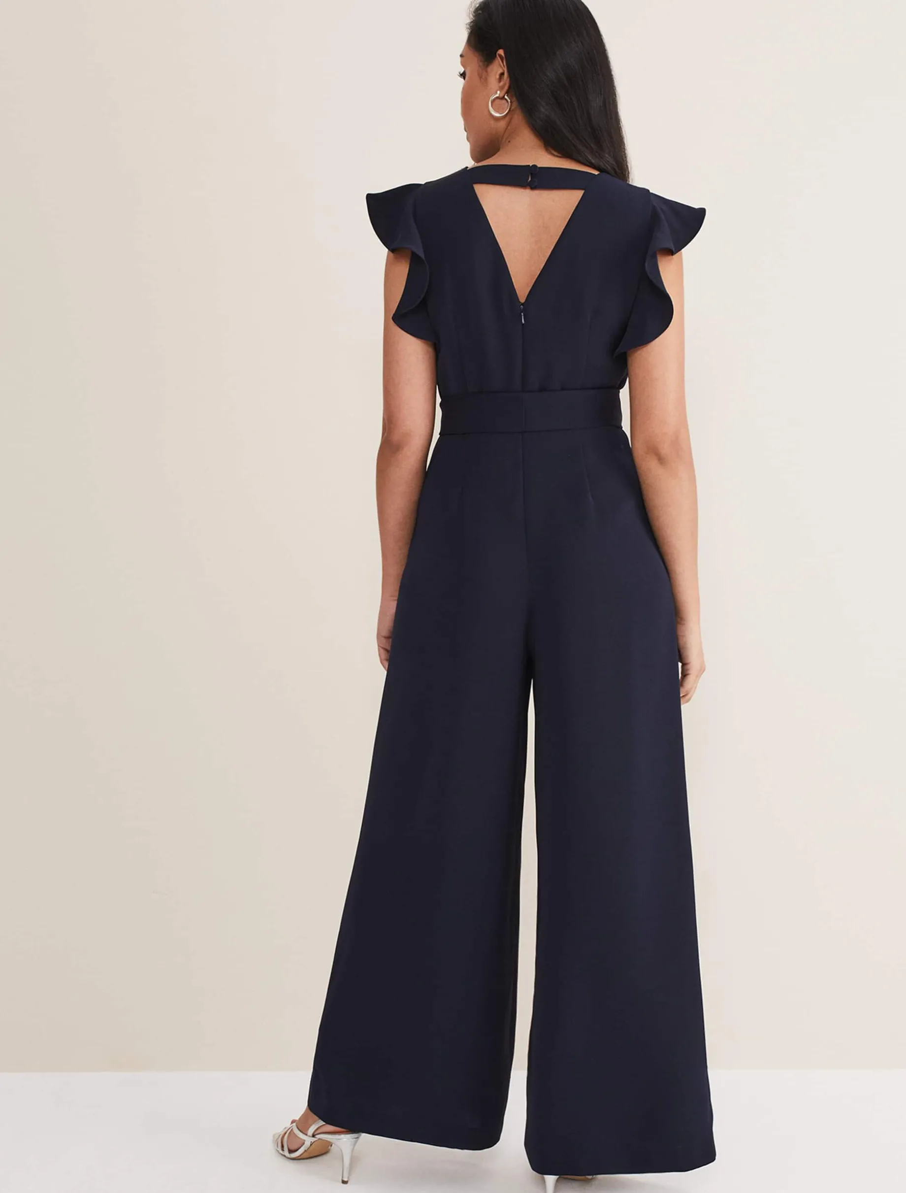 Petite Kallie V Neck Frill Jumpsuit