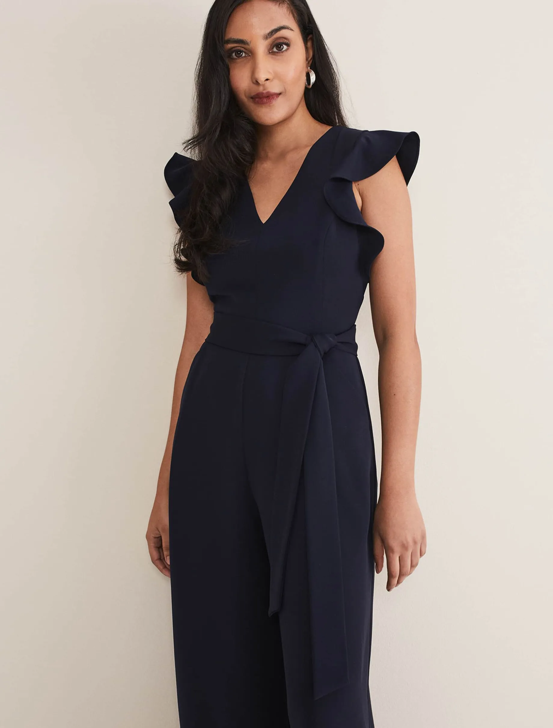 Petite Kallie V Neck Frill Jumpsuit