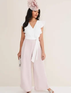 Petite Kallie V Neck Frill Jumpsuit