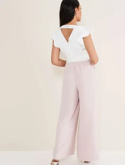 Petite Kallie V Neck Frill Jumpsuit