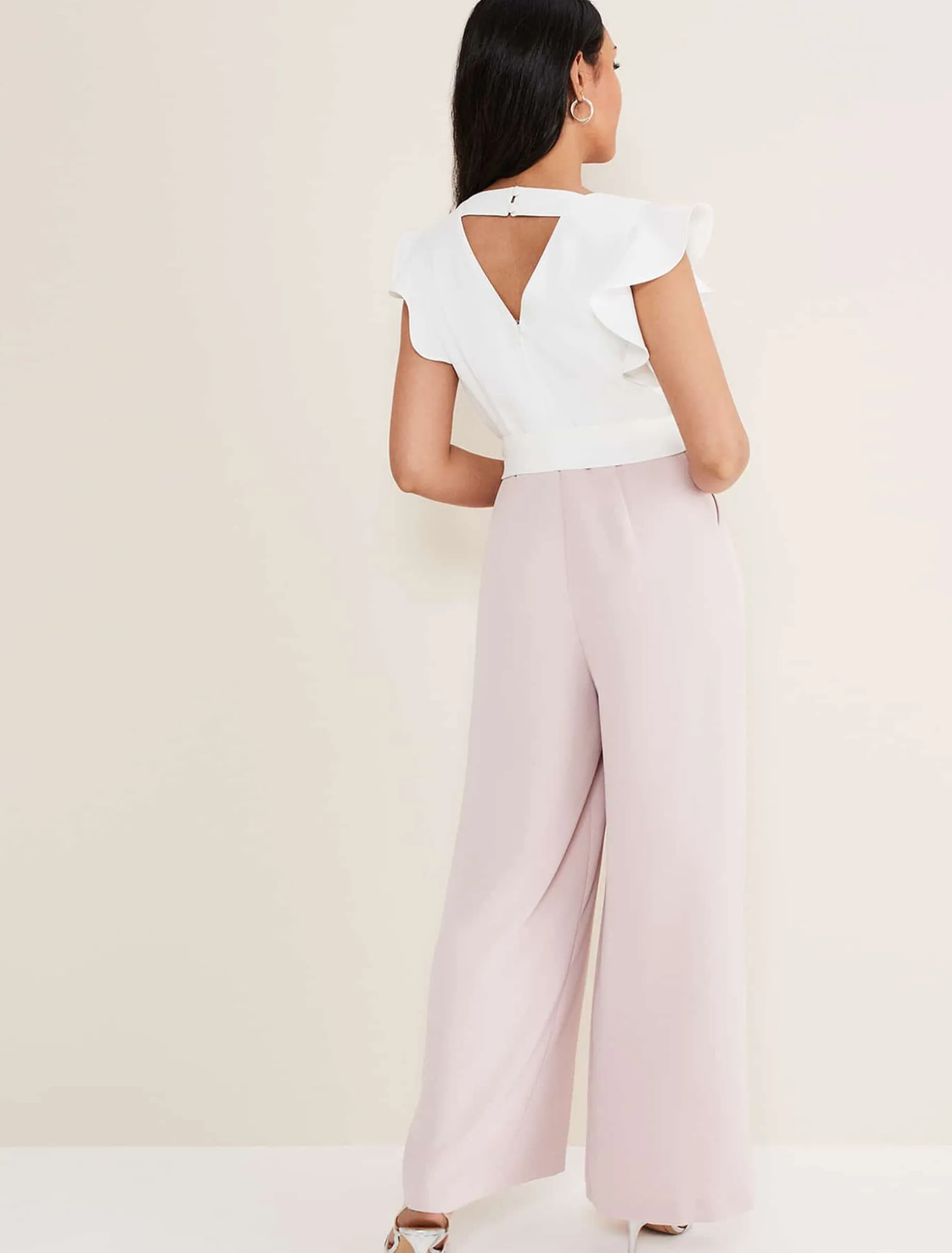 Petite Kallie V Neck Frill Jumpsuit
