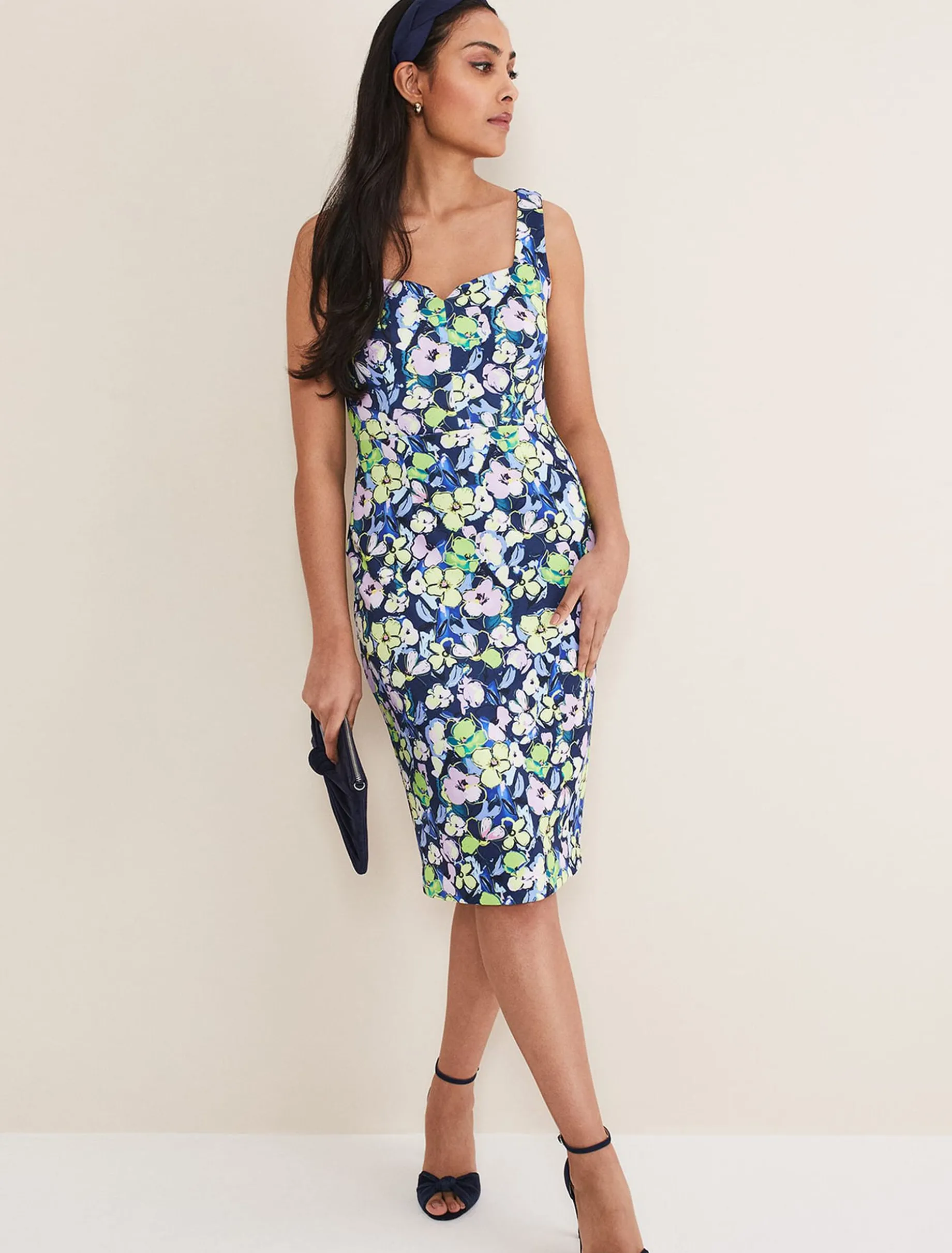 Petite Loretta Printed Scuba Dress
