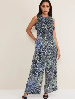 Petite Maggie Ruffle Printed Jumpsuit
