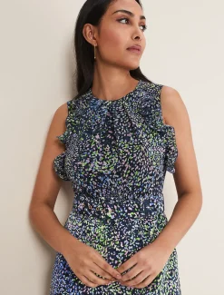 Petite Maggie Ruffle Printed Jumpsuit