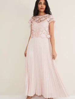 Petite Michelle Lace Pleat Maxi Dress