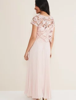 Petite Michelle Lace Pleat Maxi Dress
