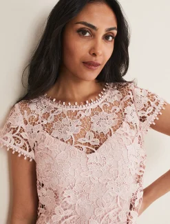 Petite Michelle Lace Pleat Maxi Dress