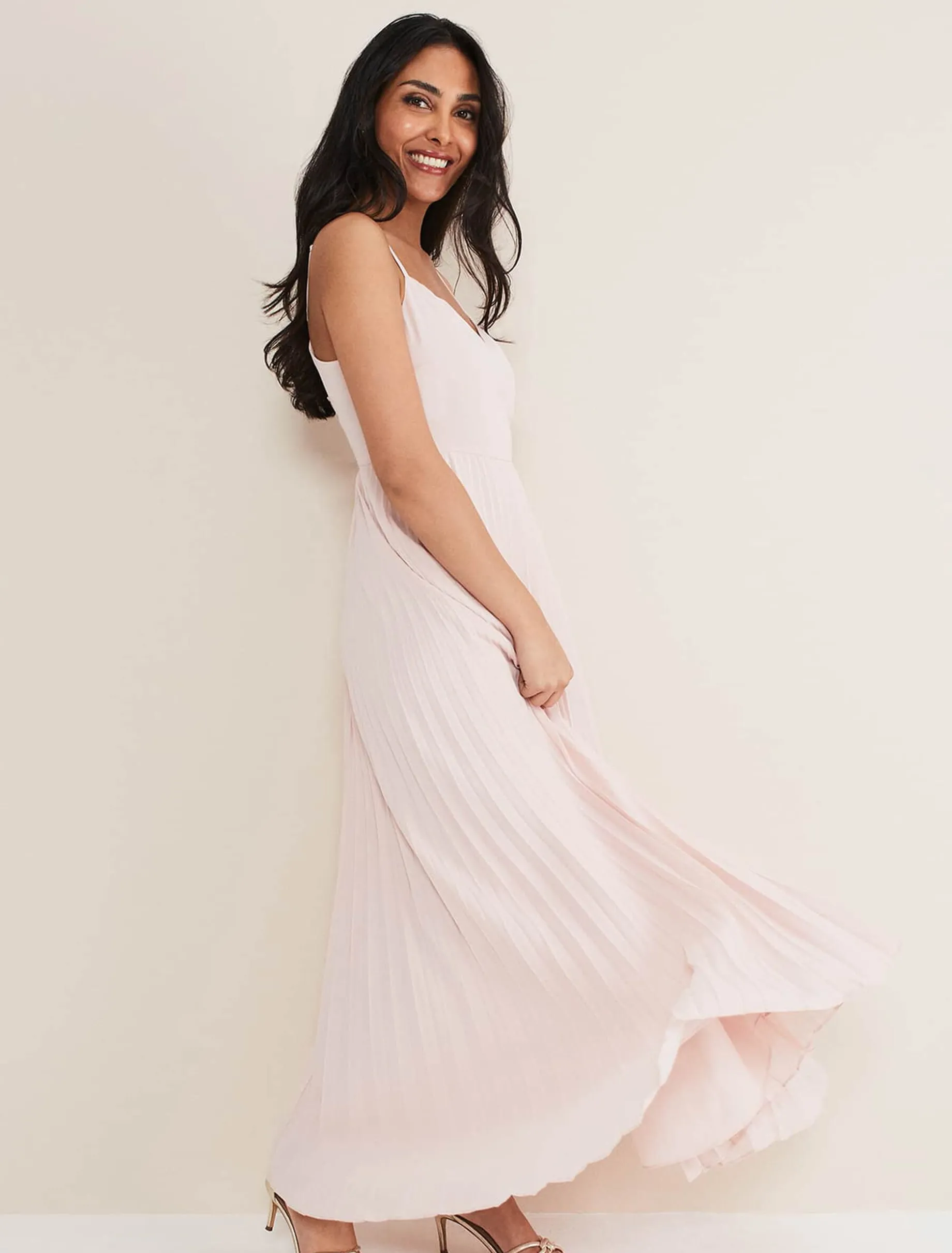Petite Michelle Lace Pleat Maxi Dress