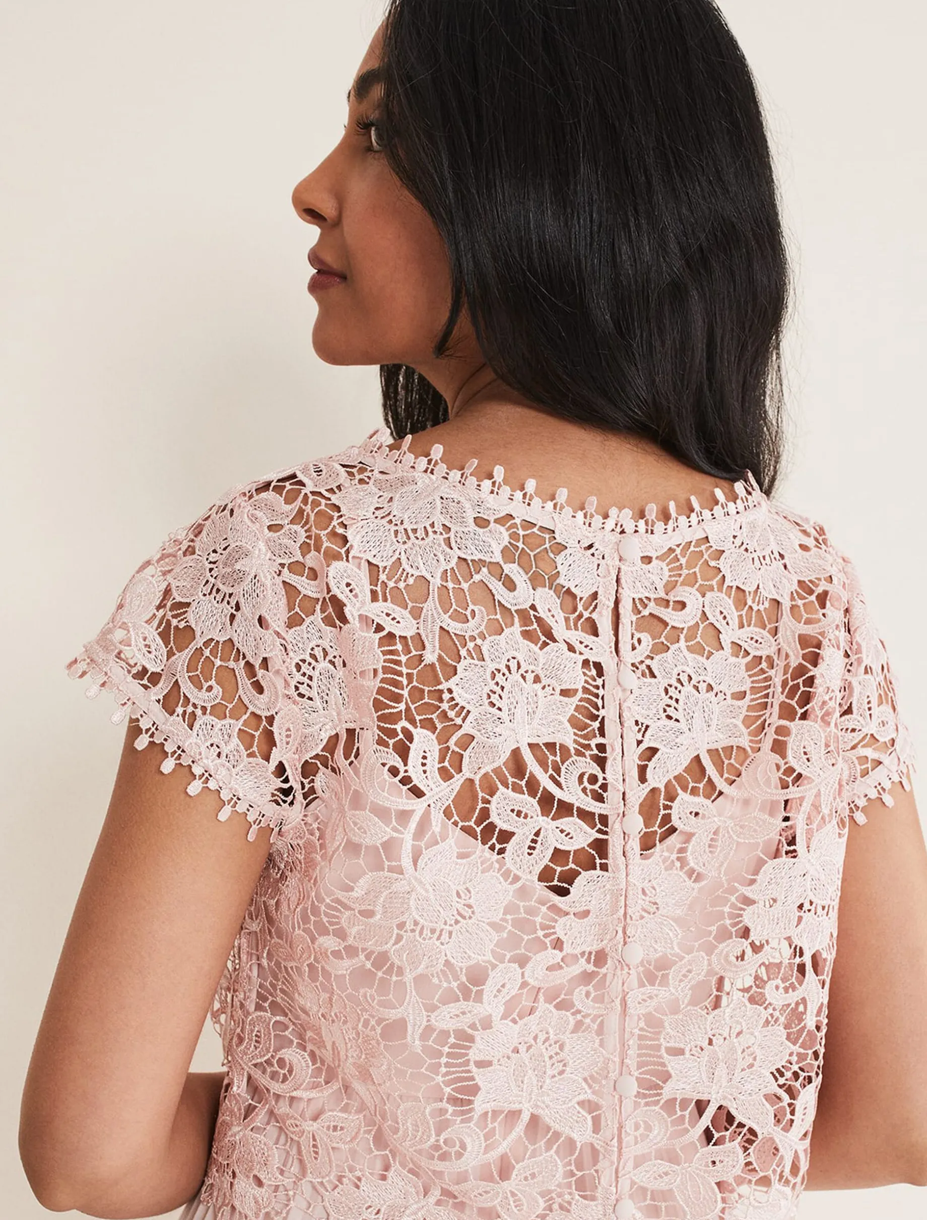 Petite Michelle Lace Pleat Maxi Dress