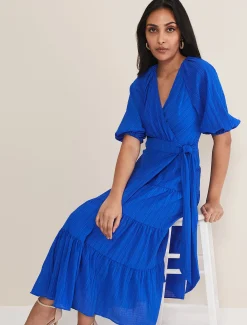 Petite Morven Blue Wrap Midi Dress