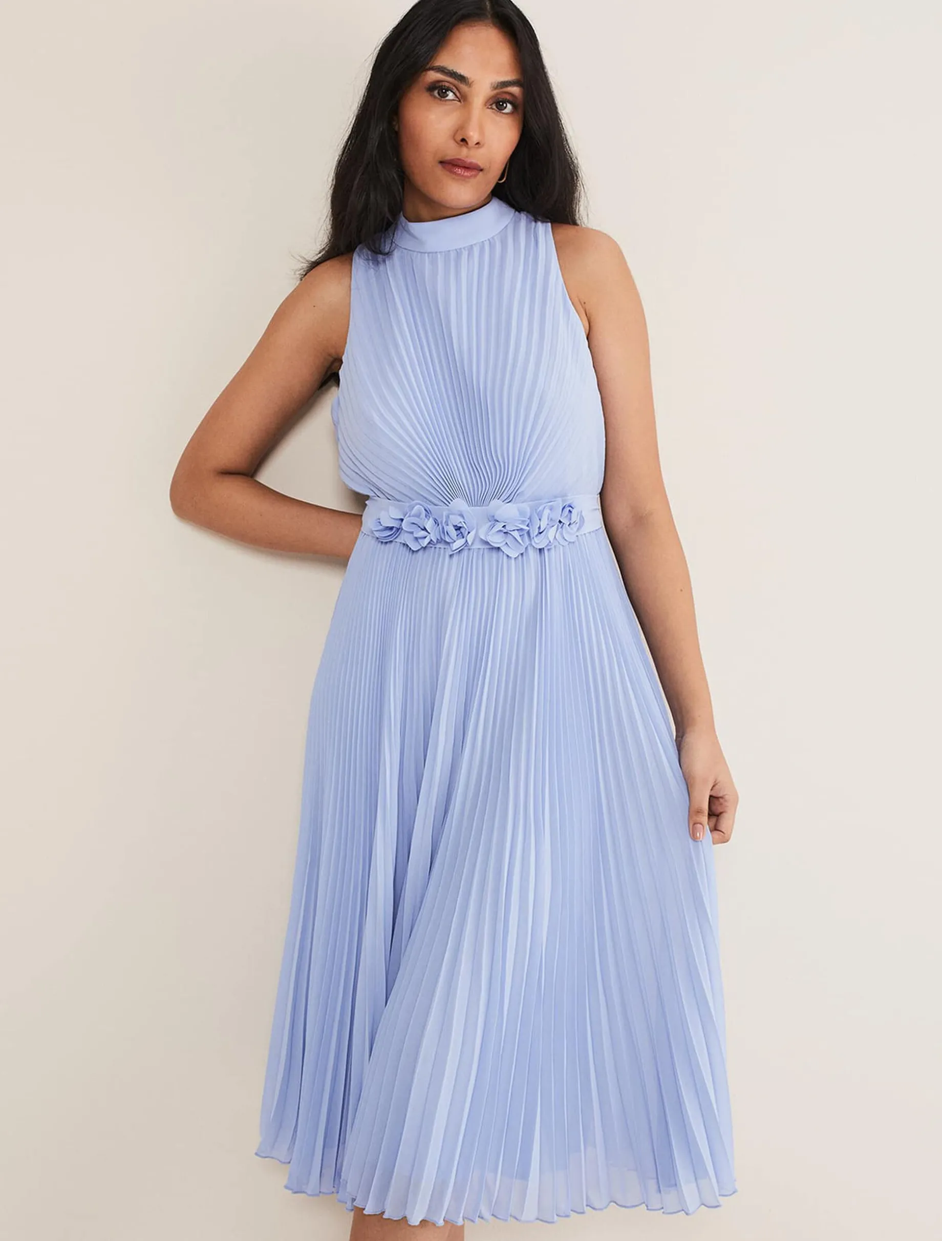 Petite Simara Pleated Midi Dress