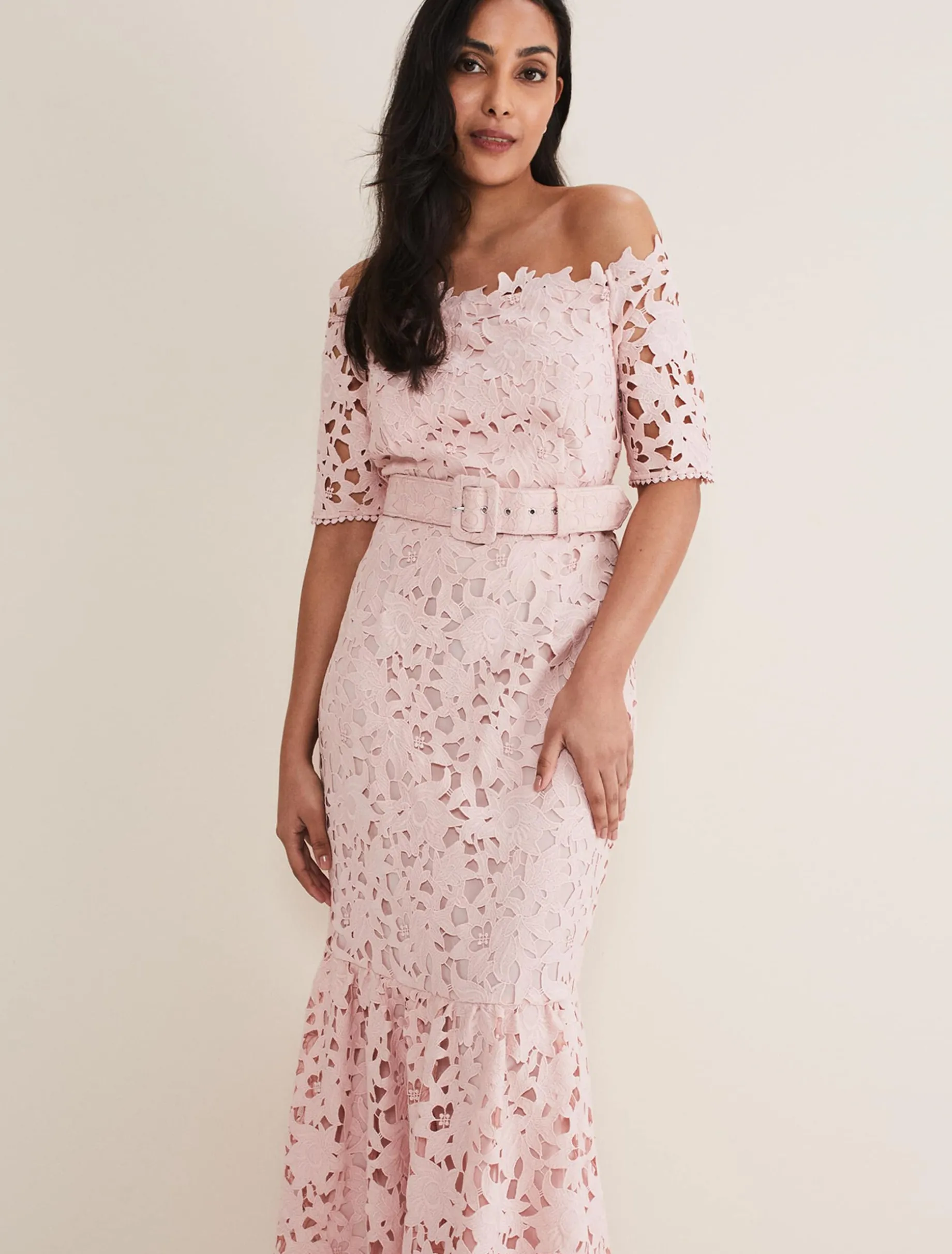 Petite Tallula Lace Bardot Maxi Dress