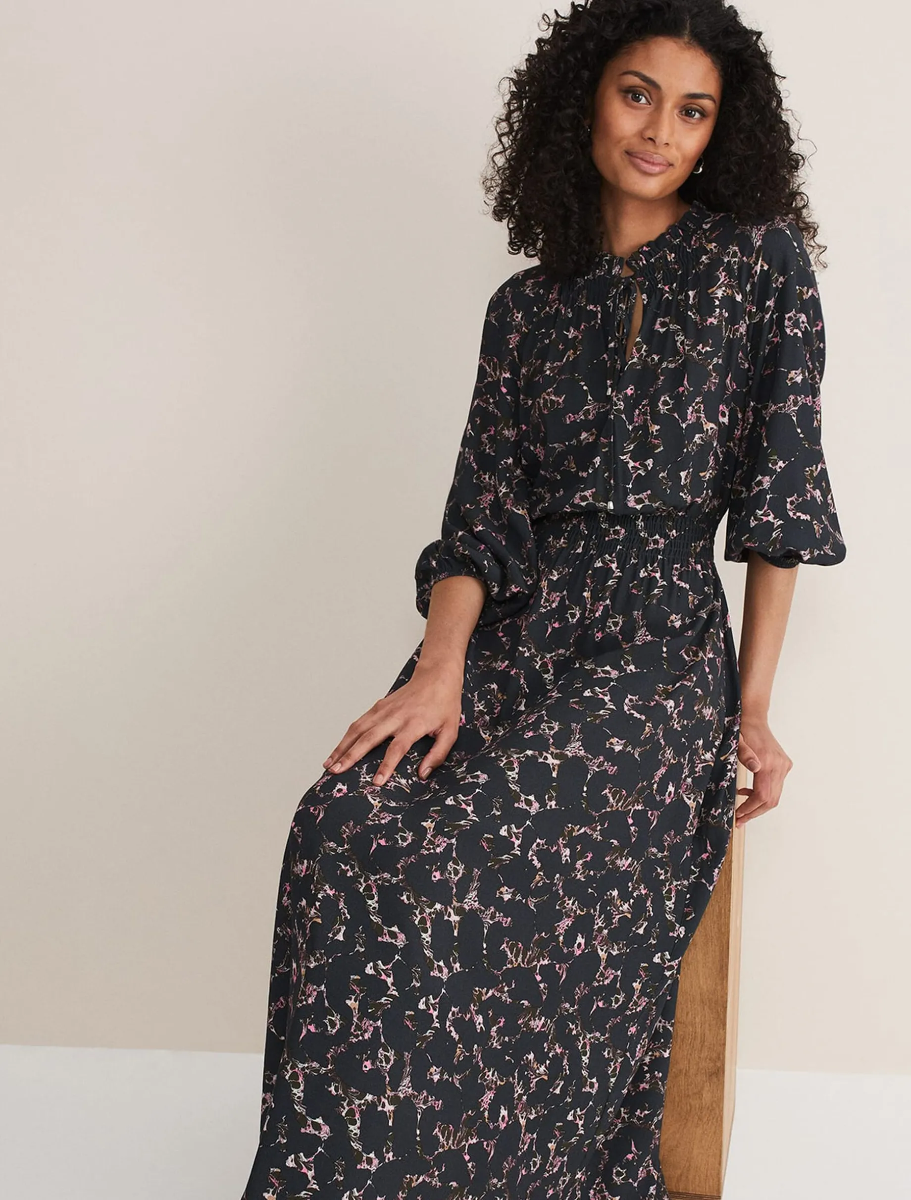 Phillipa Marble Print Midaxi Dress