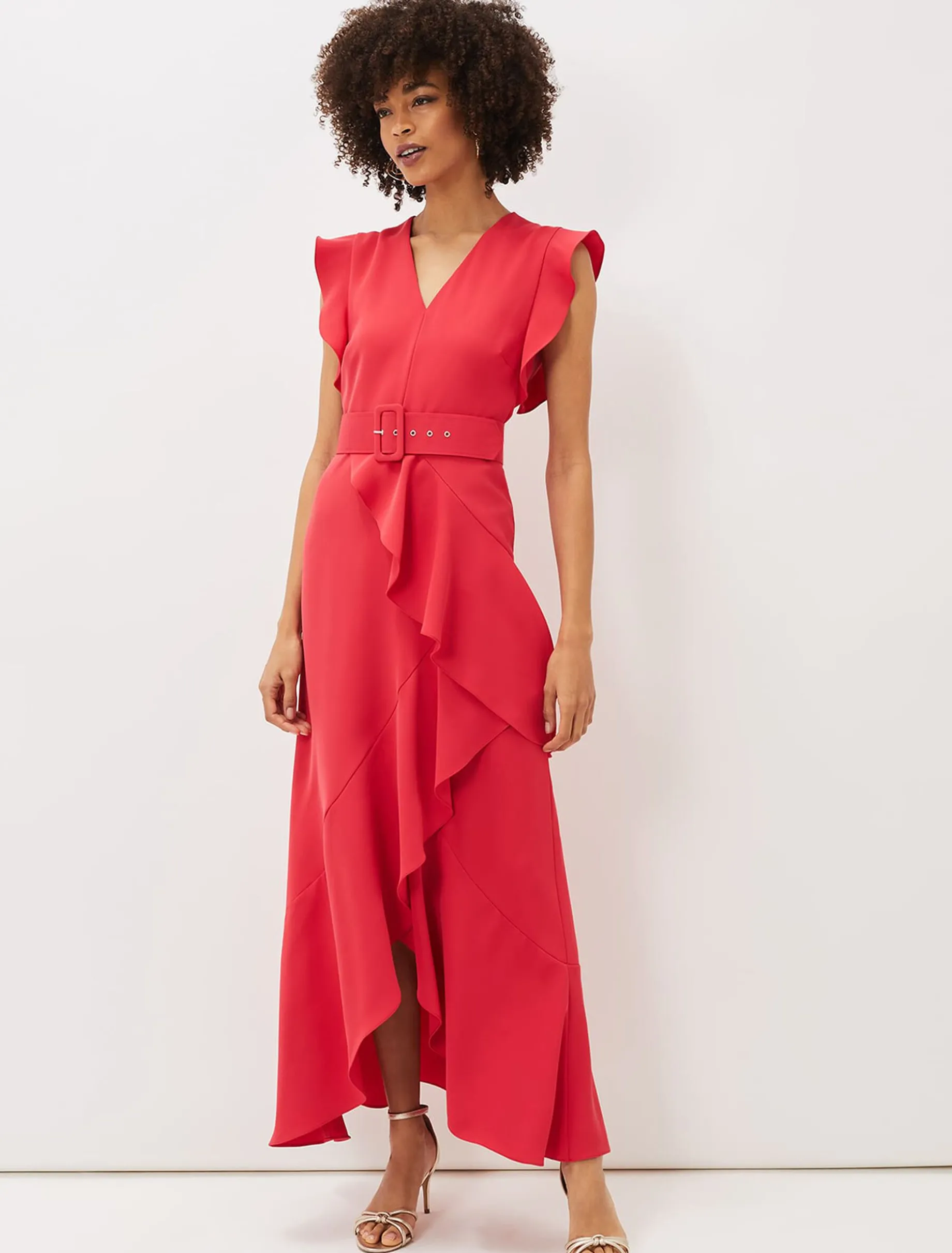 Phoebe Frill Belted Maxi Dress