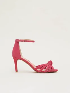 Pink Suede Open Toe Heels