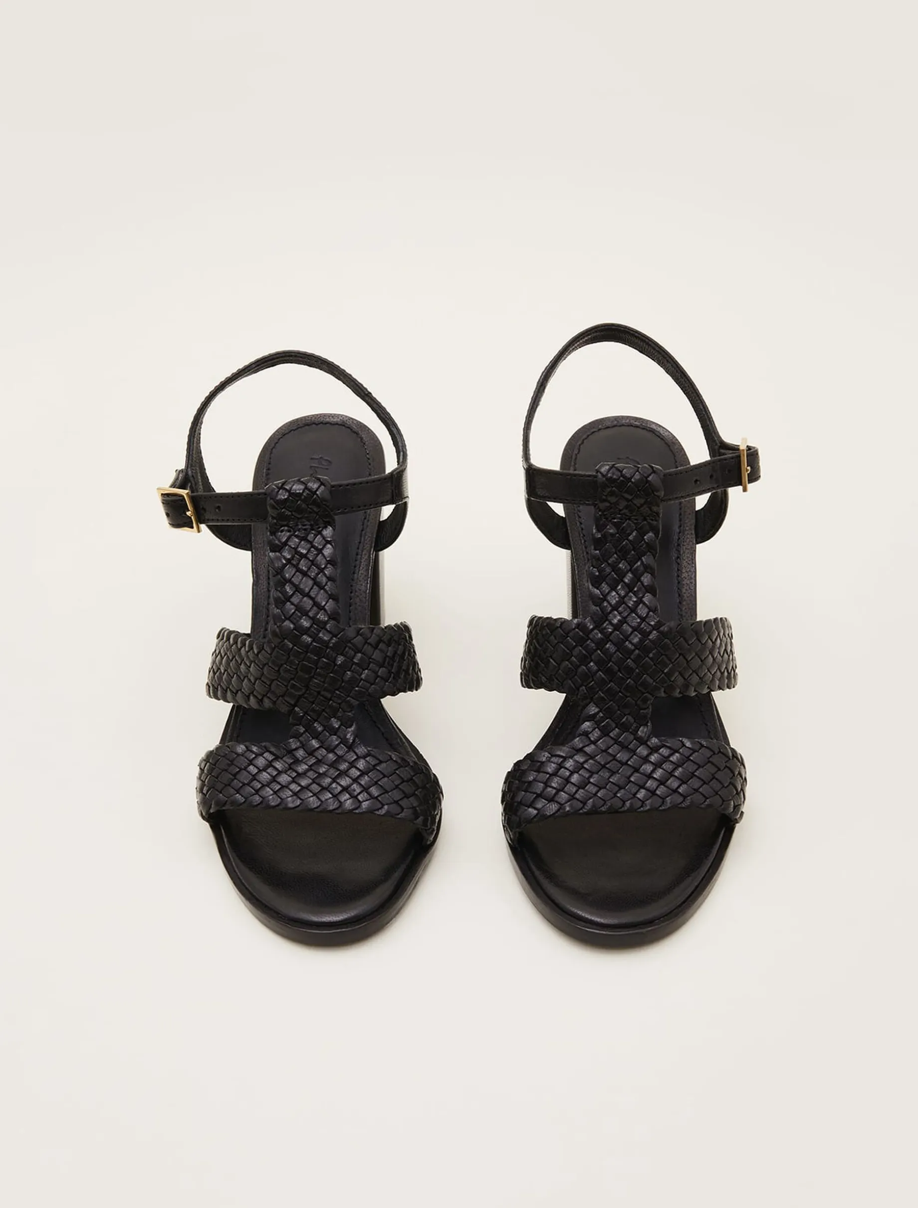 Plaited T Bar Heeled Sandal Shoe