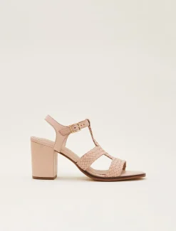 Plaited T Bar Heeled Sandal Shoe