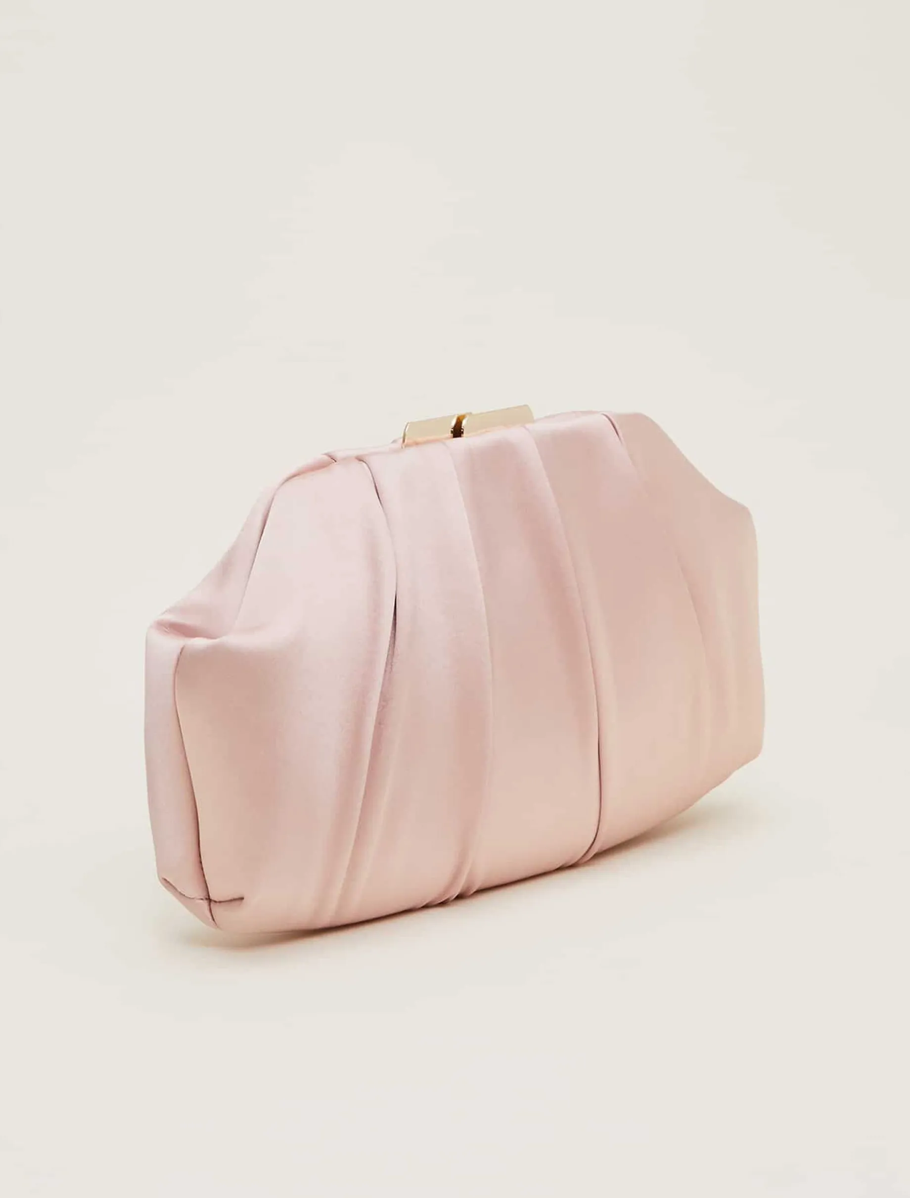 Pleat Frame Satin Clutch Bag