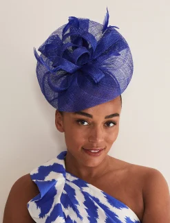 Purple Bow And Feather Fascinator