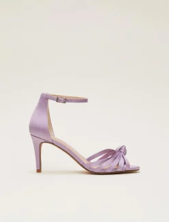 Purple Satin Open Toe Heels
