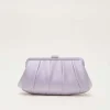 Purple Satin Pleated Clutch Bag