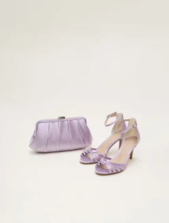 Purple Satin Pleated Clutch Bag