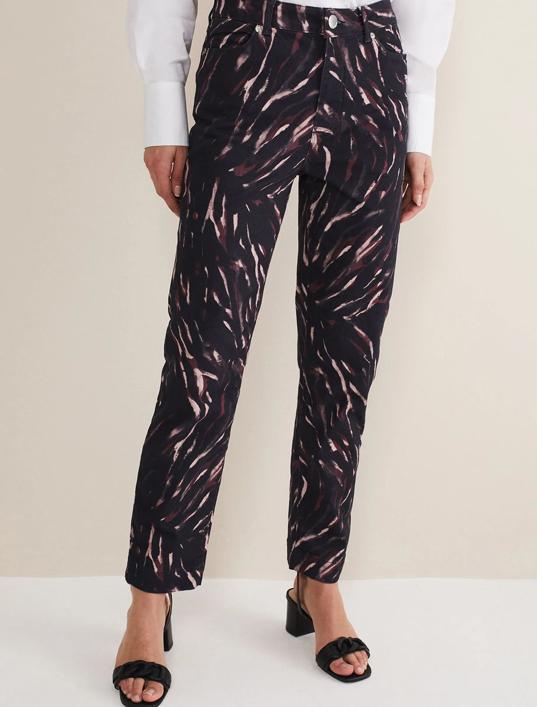Ramona Zebra Print Straight Leg Jeans