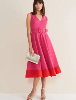 Raquel Belted Fit And Flare Dress