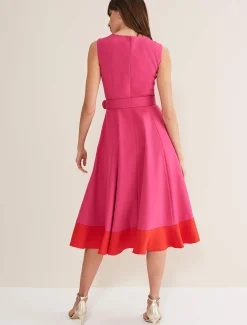 Raquel Belted Fit And Flare Dress
