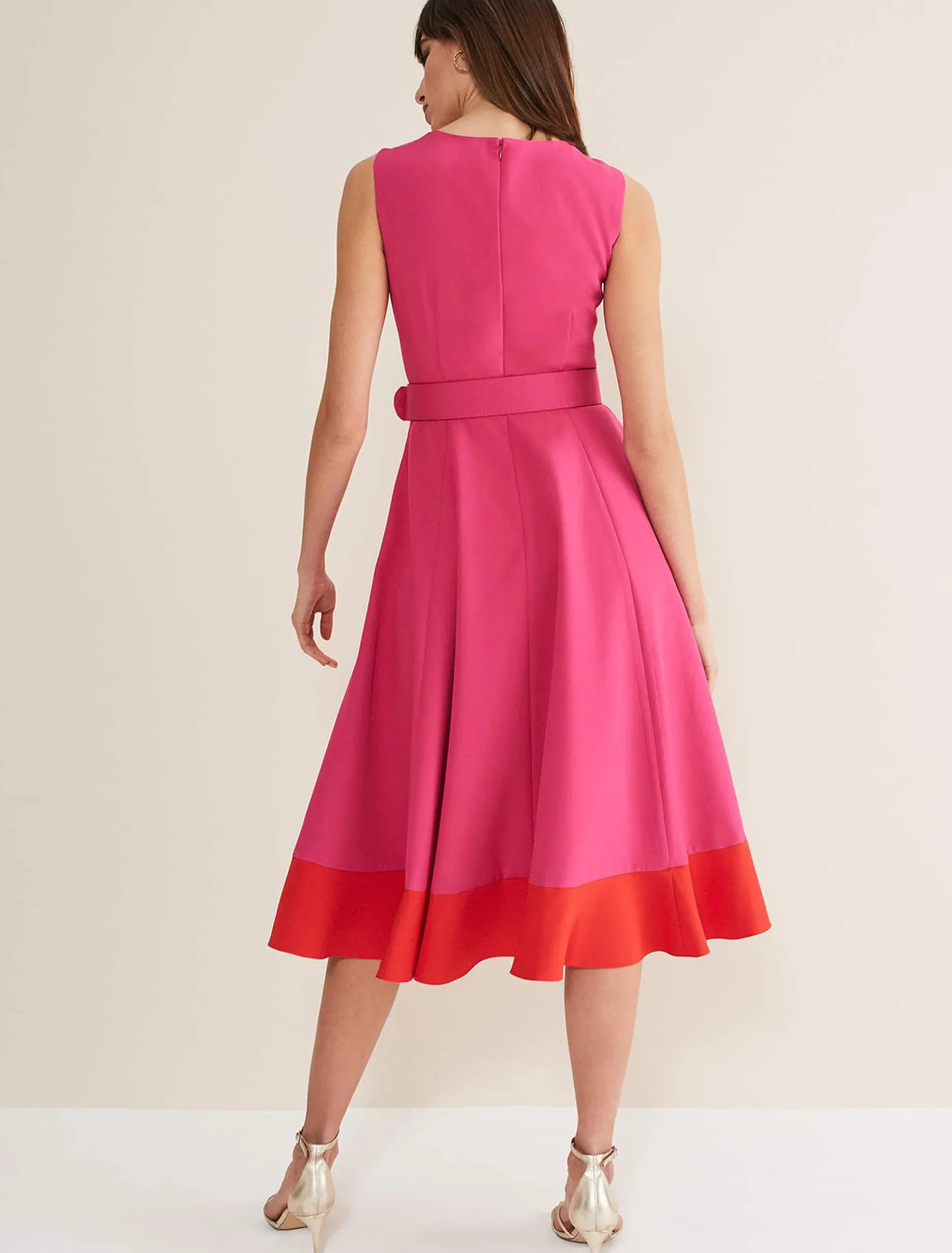 Raquel Belted Fit And Flare Dress