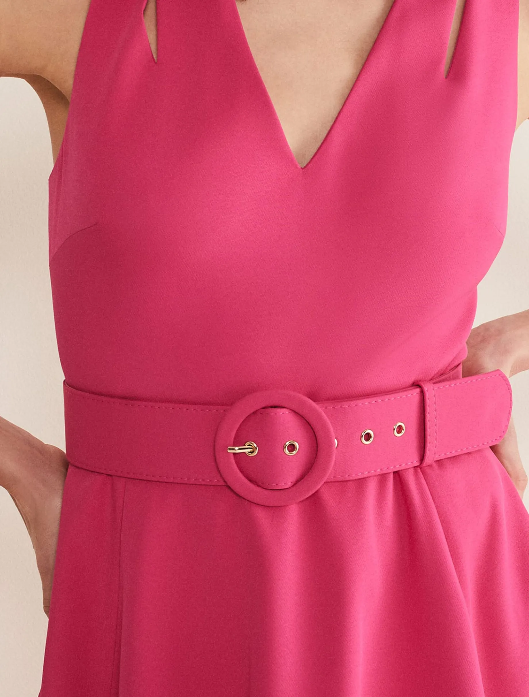 Raquel Belted Fit And Flare Dress