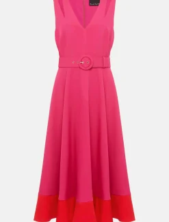 Raquel Belted Fit And Flare Dress