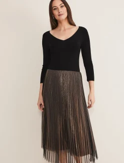 Rayen Pleated Mesh Skirt Dress