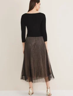 Rayen Pleated Mesh Skirt Dress
