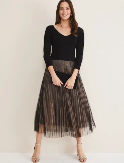 Rayen Pleated Mesh Skirt Dress