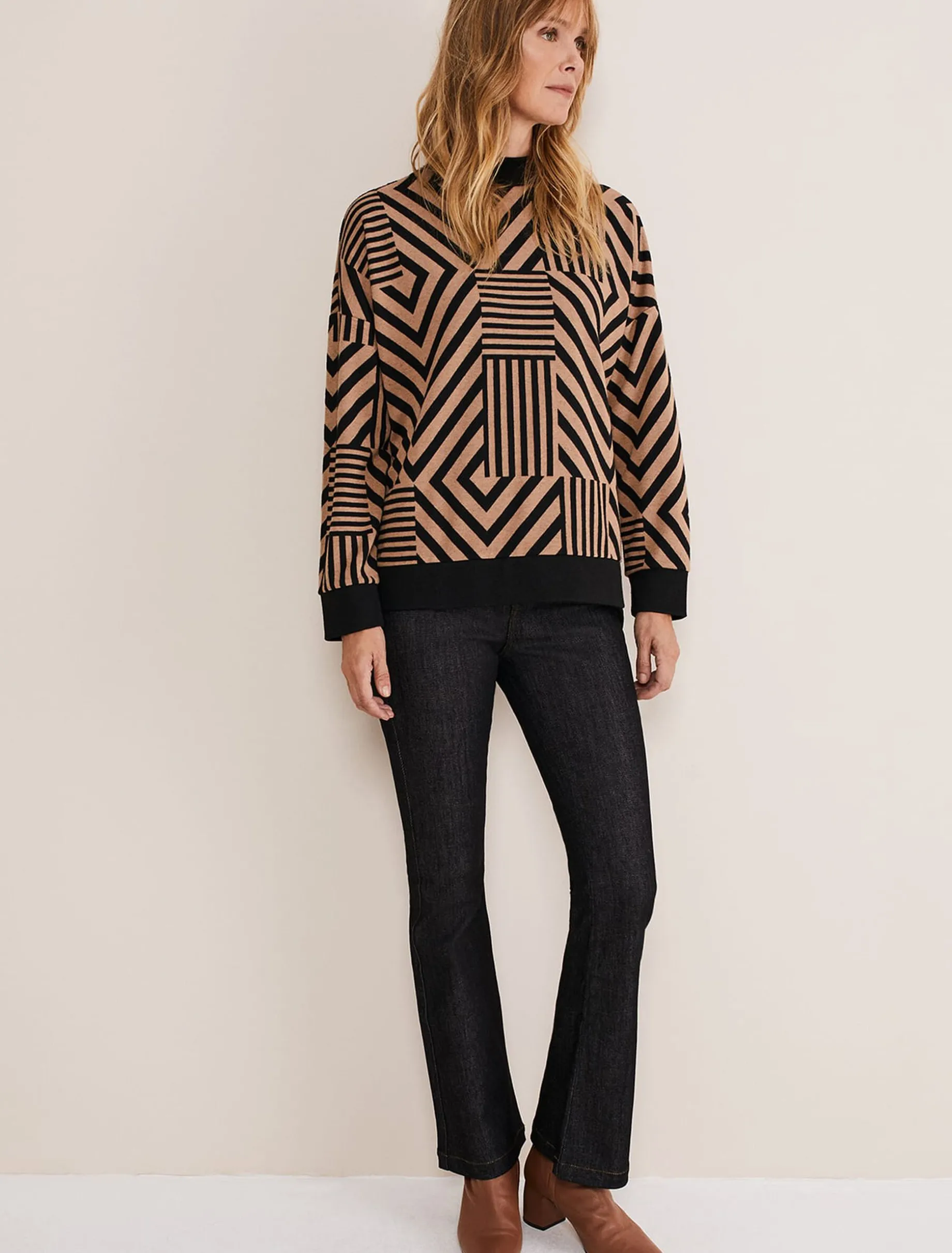 Renatta Patched Geo Jacquard Top