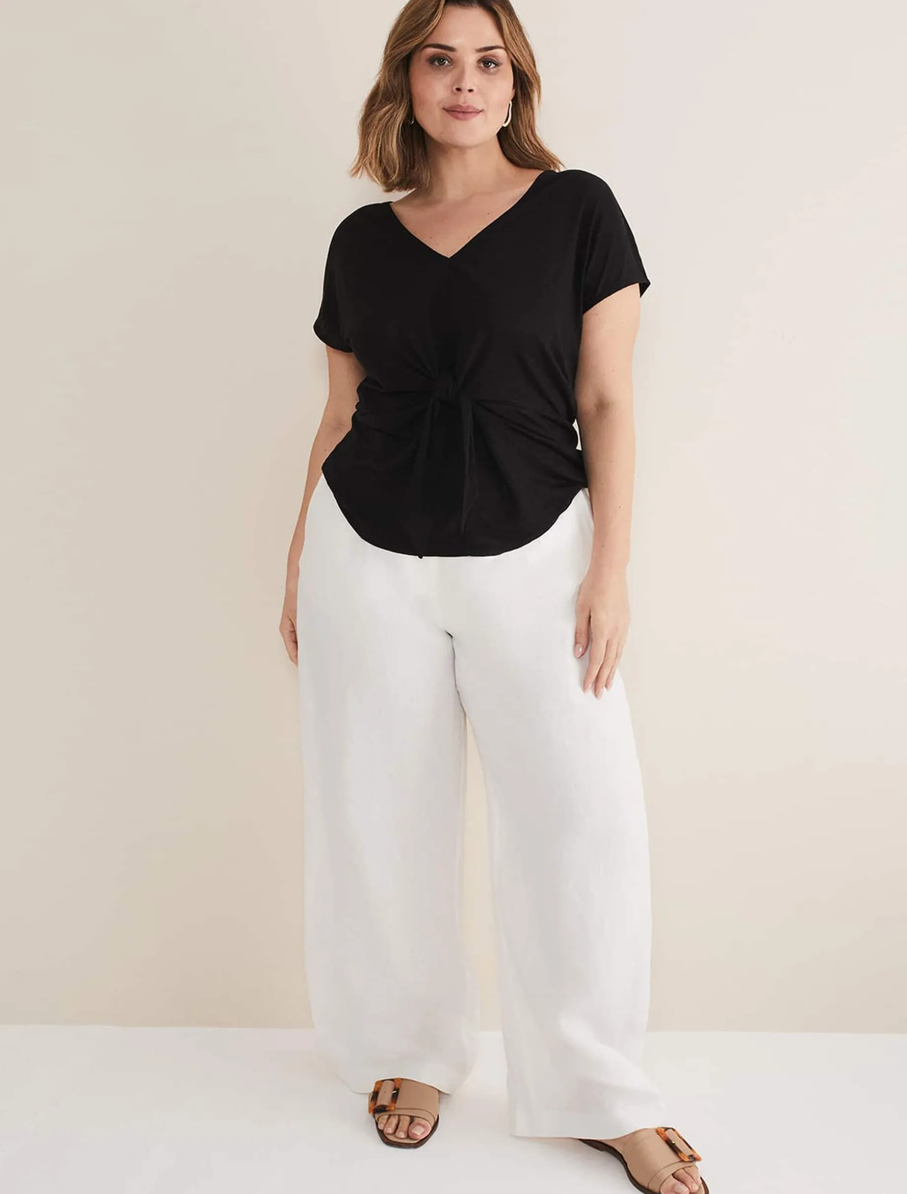 Reyna Linen Tie Front Top