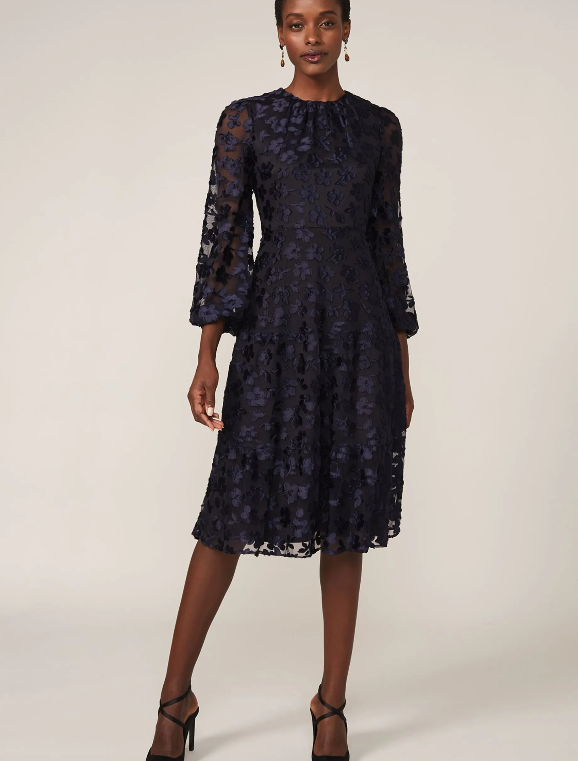 Rhona Floral Flocked Dress