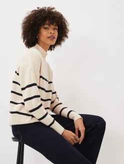 Rosan Zip Funnel Neck Stripe Jumper