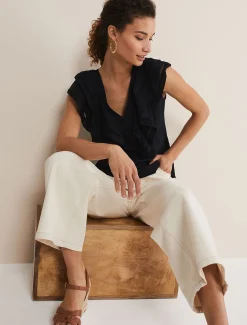 Rosey Linen Ruffle Blouse
