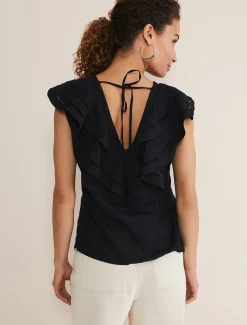 Rosey Linen Ruffle Blouse