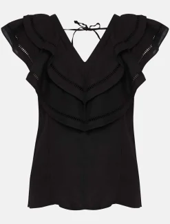 Rosey Linen Ruffle Blouse